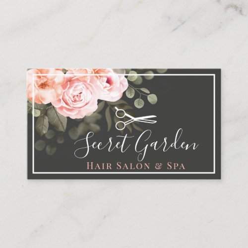 Hair Salon Stylist Elegant Floral Rose Appointment Business Card