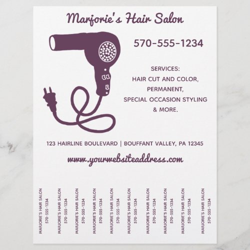 Hair Salon Stylist Flyer Tear Off Strips Flyer