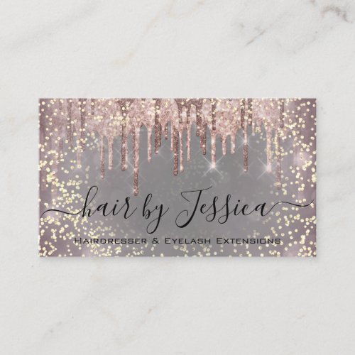 Hair Salon Stylist Hairdresser Rose Drips QRCode  Business Card