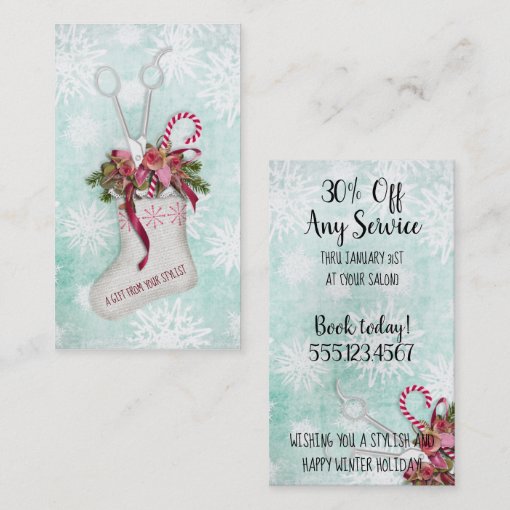 Hair salon stylist holiday coupon gift card xmas | Zazzle