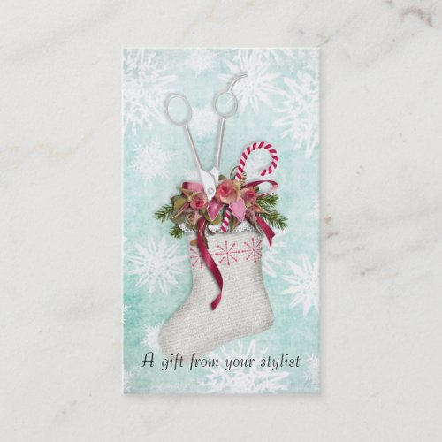 Hair salon stylist holiday coupon gift card xmas business card template