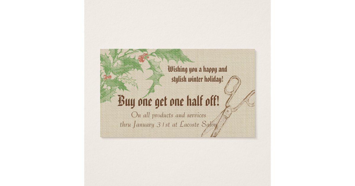 Hair salon stylist holiday coupon gift card xmas | Zazzle.com