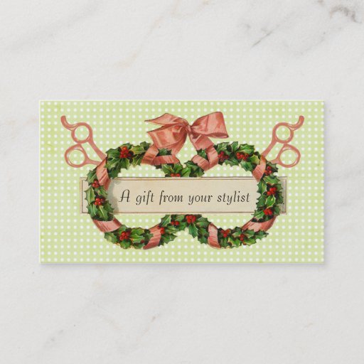 Customizable Hair salon stylist holiday coupon gift card xmas business card template