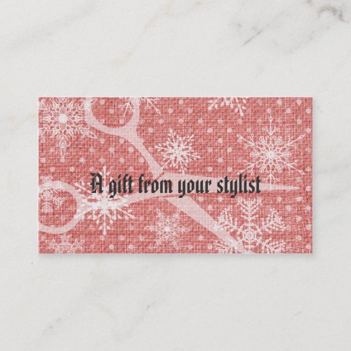 Hair salon stylist holiday coupon gift card xmas