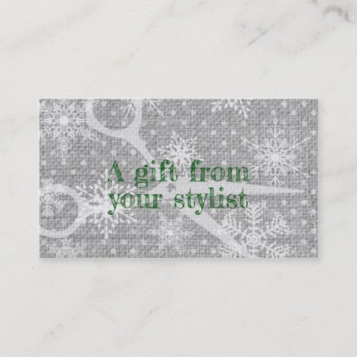 Hair salon stylist holiday coupon gift card xmas