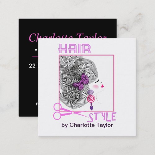 Hair Salon Stylist Personalized Square Business Card