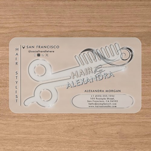 Hair Salon Stylist Professional Branding Frosted Clear Business Cards
