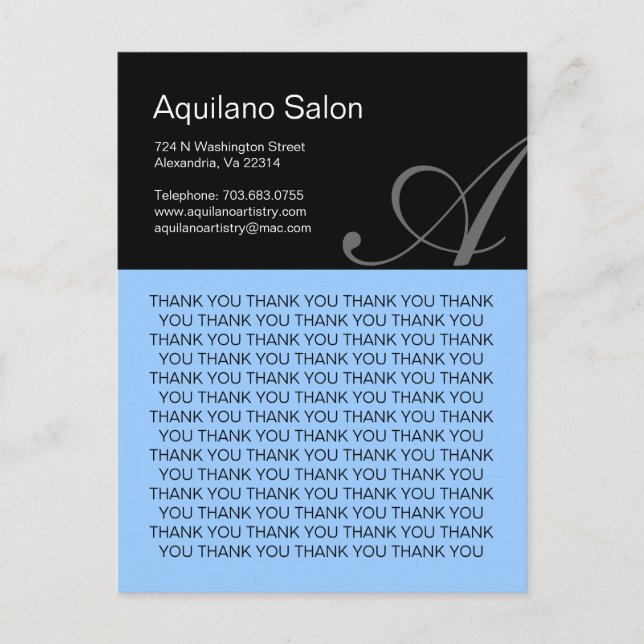 Hair Salon Thank You Postcard (Front)