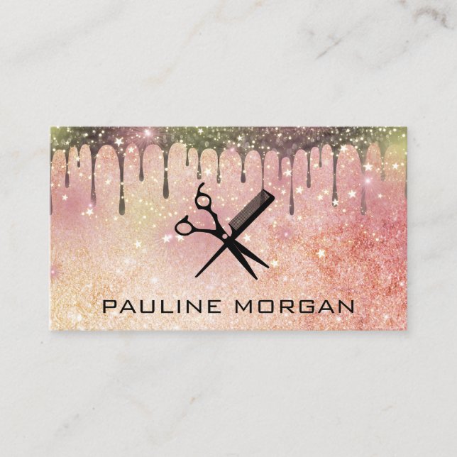 Hair Salon Tools | Glitter Star Dust Business Card (Front)