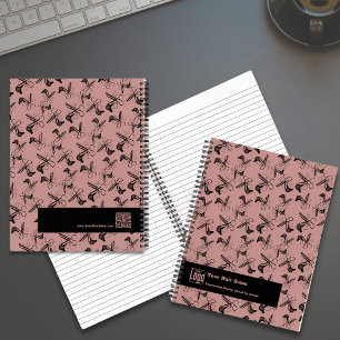 Hair Salon Tools Pattern Black Pink Promotional Notebook