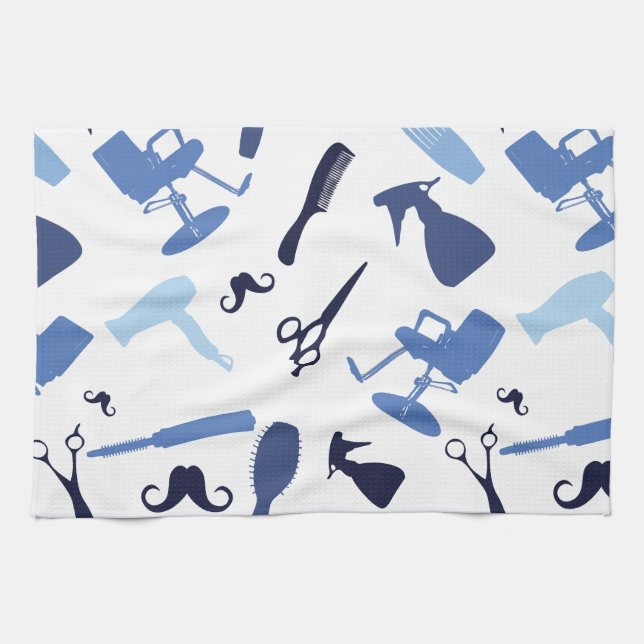 Hair salon tools pattern towel (Horizontal)