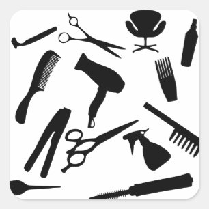 Hair Salon Tools Square Sticker