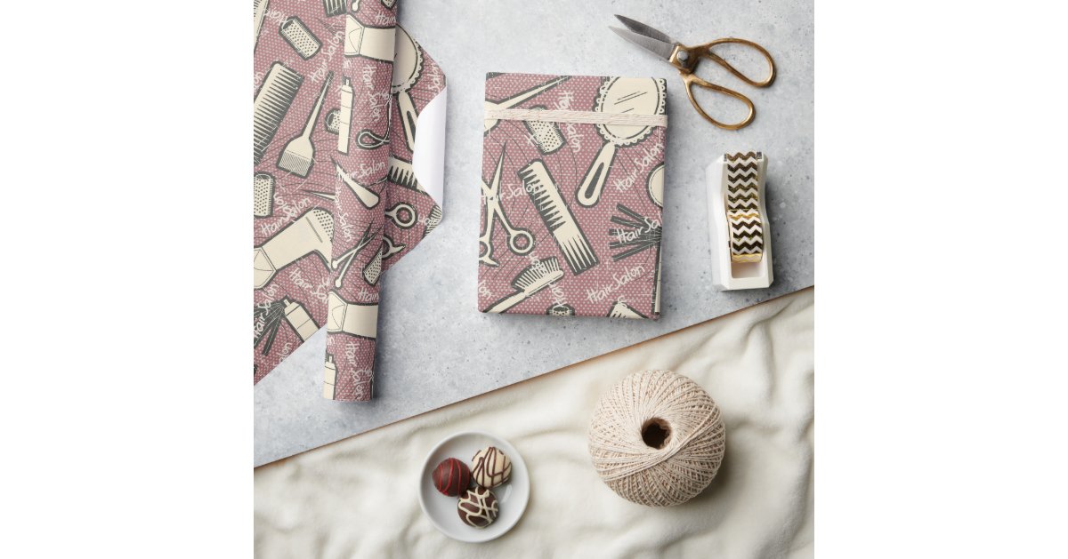 Scissors & Combs Hair Stylist Patterns Wrapping Paper Sheets