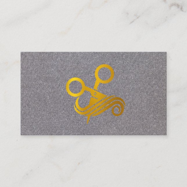 Hair Scissors Logo | Gray Texture Background Business Card (Front)