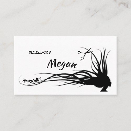 Hair  Scissors Silhouette Hairstylist Business Ca Business Card