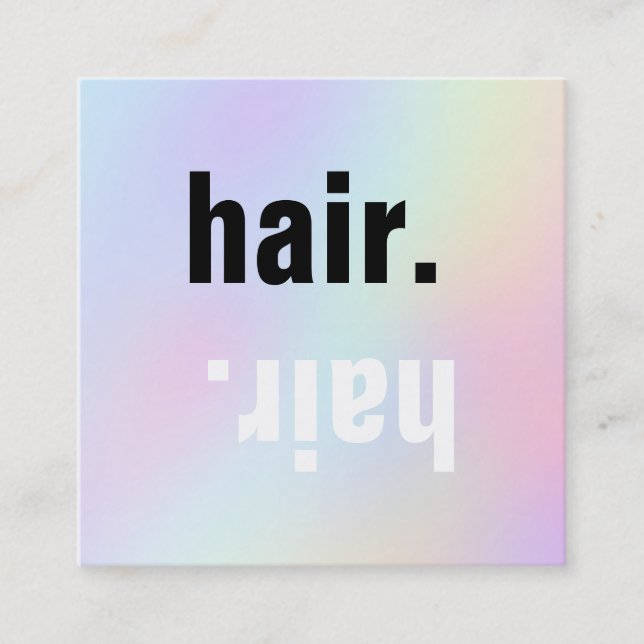 hair script on pastel colors square business card (Front)
