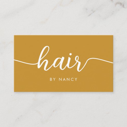 Hair Script Typography Qr Code Mustard Yellow Business Card