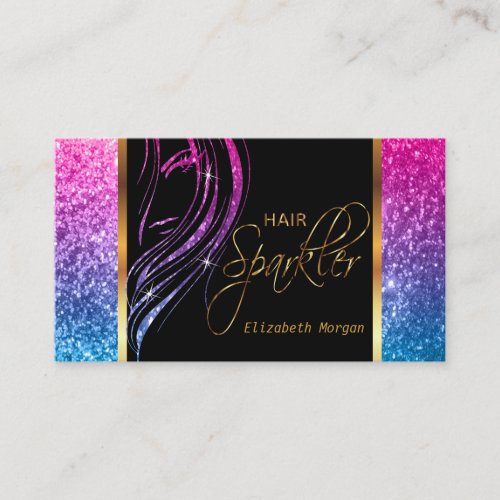 Hair Sparkler in a Girly Colorful Glitter Business Card