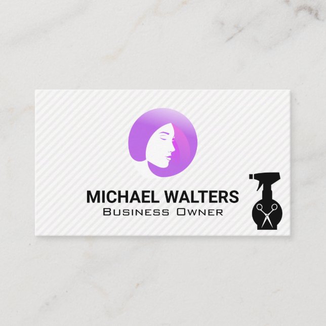 Hair Spray Bottle | Scissors | Women Hair Logo Business Card (Front)