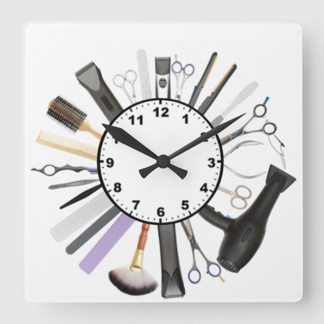 Hair Square Wall Clock (Front)