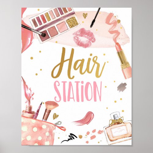 Hair Station Spa Party Makeup Glamour Birthday Pos Poster