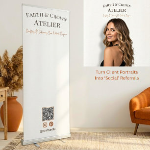 Hair Studio Client Reveal QR Promo Photo Backdrop Retractable Banner