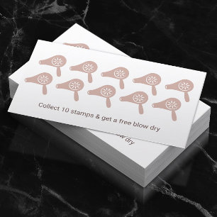 Hair Styist Blow Dry Bar Blush Pink Salon Loyalty Card