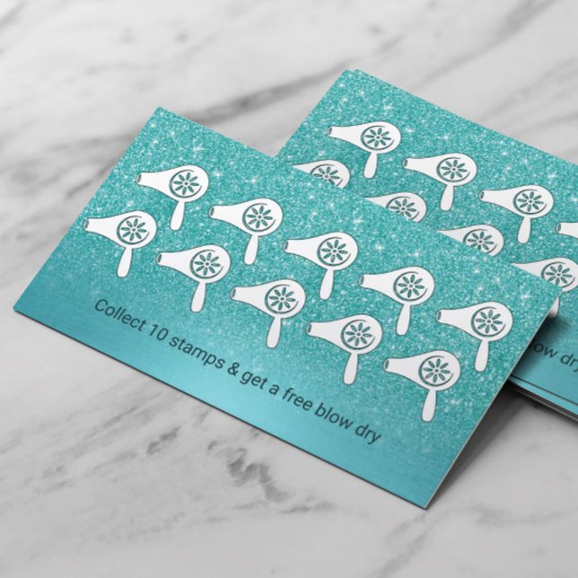 Hair Styist Blow Dry Bar Turquoise Loyalty Card (Creator Uploaded)