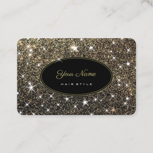 Hair Style Artist Luminous Gold Glitter Elegant Business Card