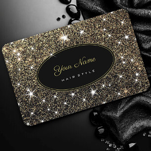 Hair Style Artist Luminous Gold Glitter Elegant Business Card