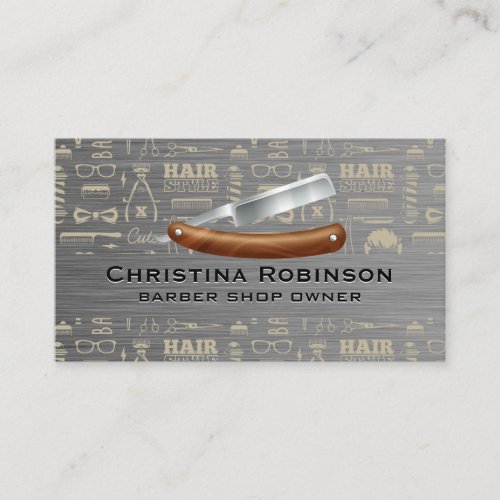 Hair Style Barber Pattern  Straight Edge Blade Business Card
