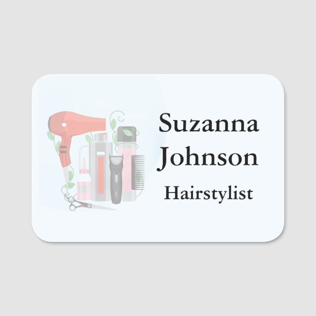 Hair Styling Design Name Tag