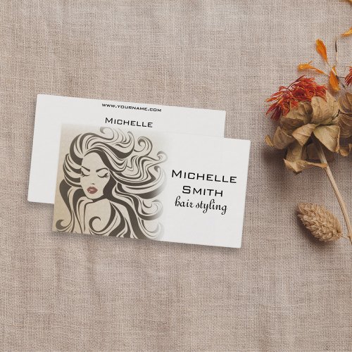 Hair Styling Hair Extensions Curly Hair Sepia Red Business Card