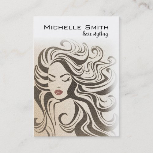 Hair Styling Hair Extensions Curly Hair Sepia Red Business Card