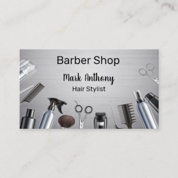 Hair Styling Tools Barber Shop Hair Stylist Business Card by bwmedia at Zazzle