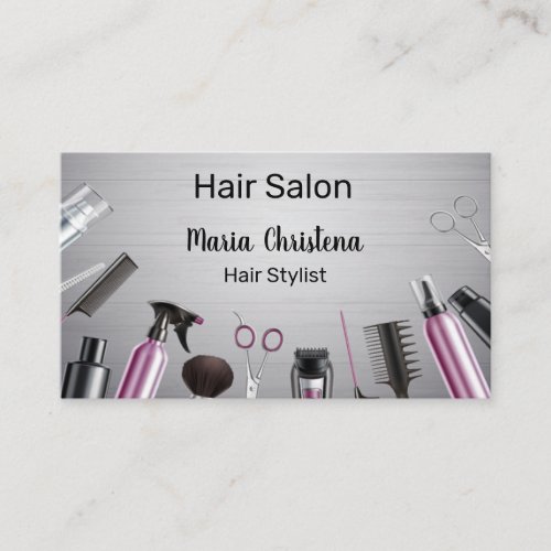 Hair Styling Tools Hair Salon Hair Stylist Pink Business Card