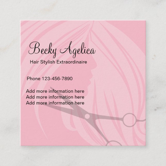 Hair Stylish Modern Design Square Business Card (Front)