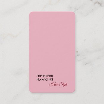 Hair Stylish Professional Plain Pink Feminine Business Card by hizli_art at Zazzle