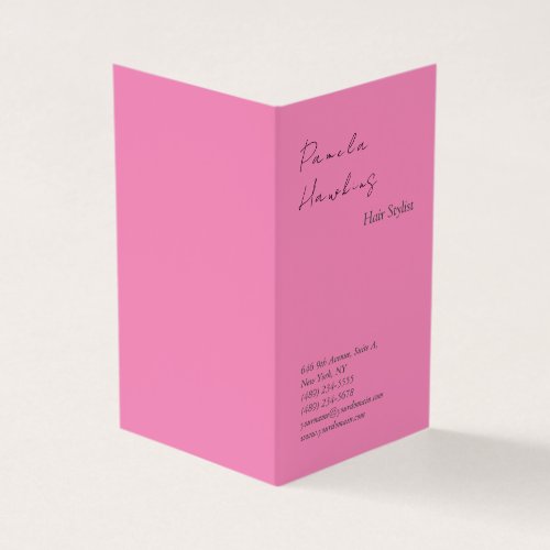 Hair stylish professional plain pink feminine business card
