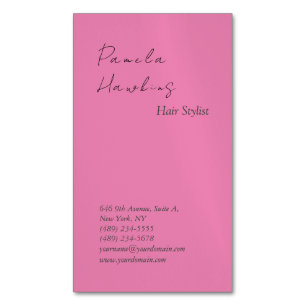 Hair stylish professional plain pink feminine business card magnet