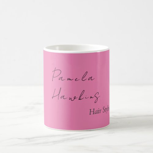 Hair stylish professional plain pink feminine coffee mug