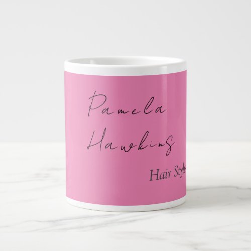 Hair stylish professional plain pink feminine giant coffee mug