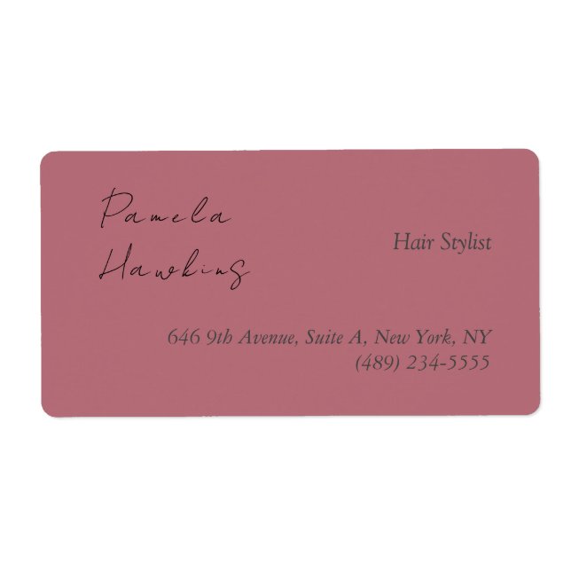 Hair stylish professional plain rose gold color label (Front)