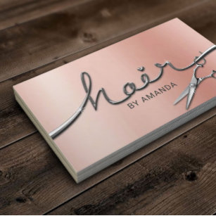 Hair Stylist 3D Typography Modern Rose Gold Salon Appointment Card