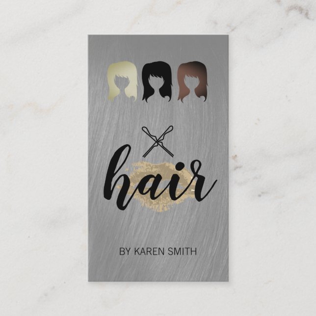 Hair Stylist and Kiss Hair Pins Business Card (Front)