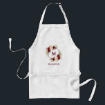 Hair Stylist and Makeup Artist Burgundy Floral Adult Apron<br><div class="desc">Hair Stylist and Makeup Artist Watercolor Burgundy Marsala Floral Monogram and Name Apron</div>