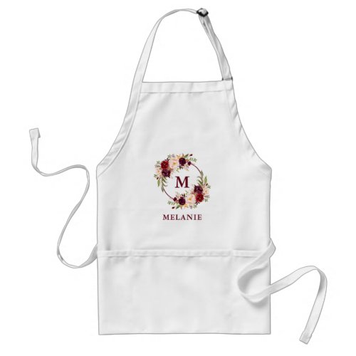 Hair Stylist and Makeup Artist Burgundy Floral Adult Apron