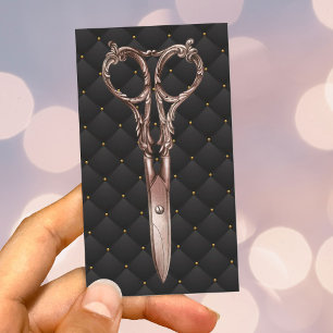 Hair Stylist Antique Rose Gold Scissor Lux Salon Business Card