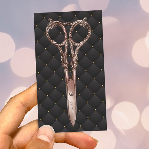 Hair Stylist Antique Rose Gold Scissor Lux Salon Business Card