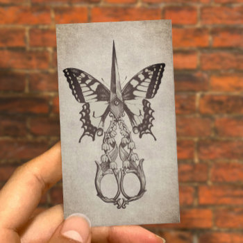 Hair Stylist Antique Scissor & Butterfly Vintage Business Card by cardfactory at Zazzle